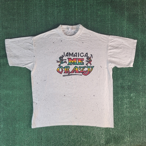 Jamaica Me Crazy Mens Vintage white t shirt size large multicolor - Picture 2 of 6